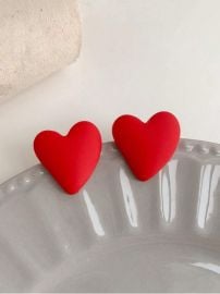 1 Pair Fashionable Casual & Versatile Rubber Paint Heart Shaped Stud Earrings Valentines,Mom,Mother,Mother\'s Day,Gift | SHEIN USA at Shein